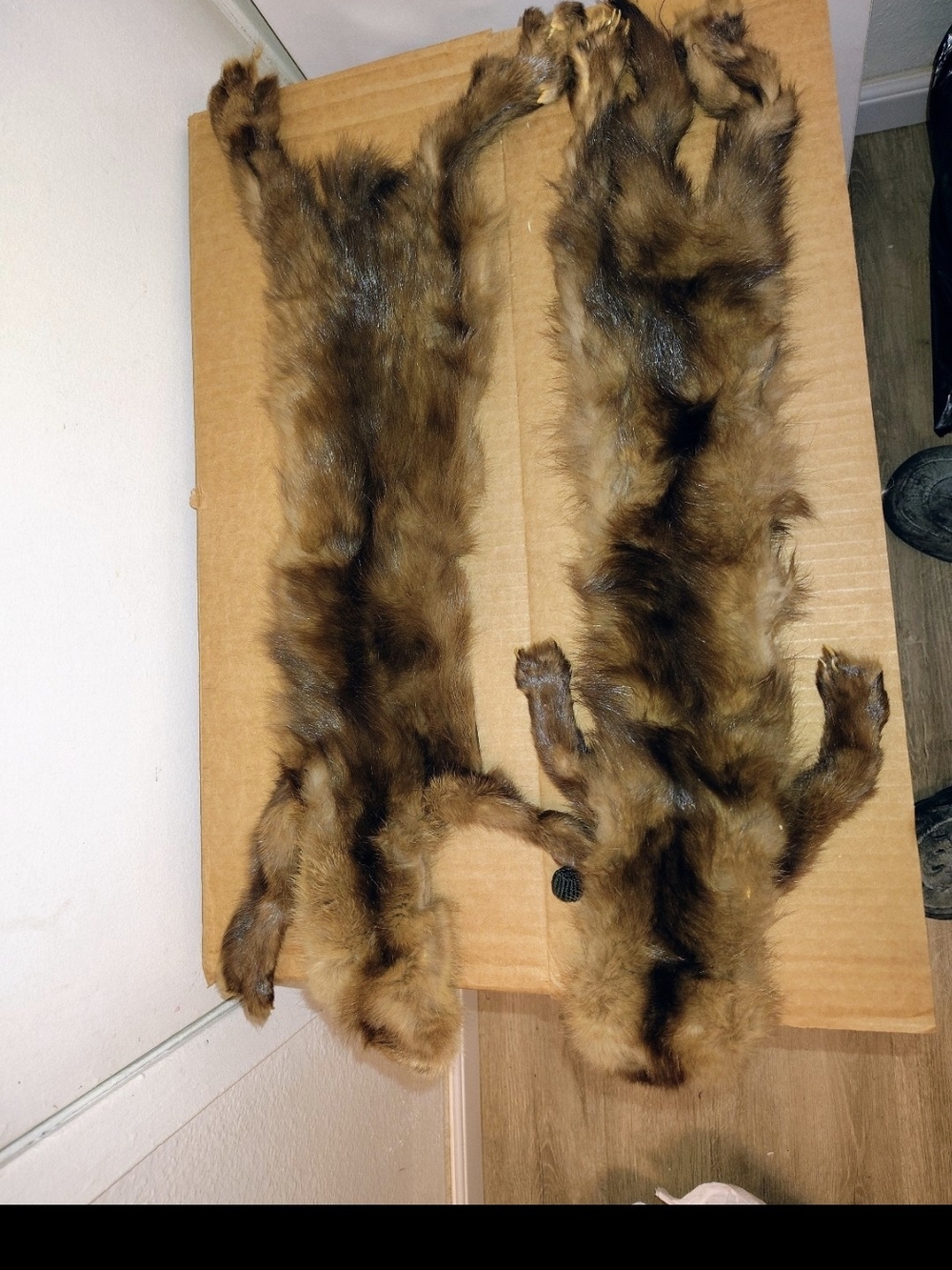 Vintage Brown Fur Pelts - Pair